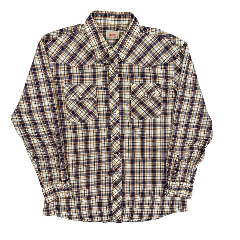 Vintage Levis Pearl Snap Western Shirt Plaid Made in Canada XL